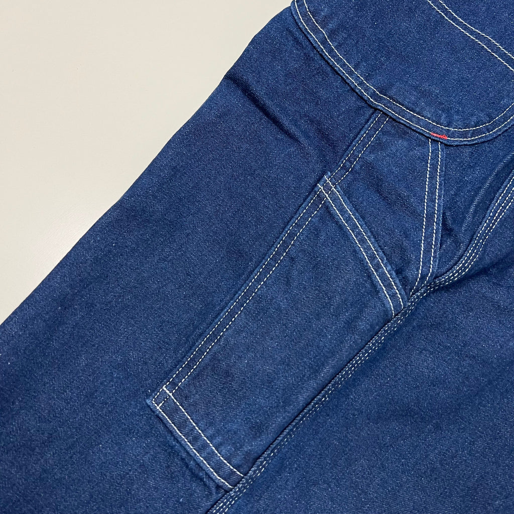 DICKIES Classic High Back Wide Leg Bib Overall Men's 38X34 Rinsed Indigo Blue