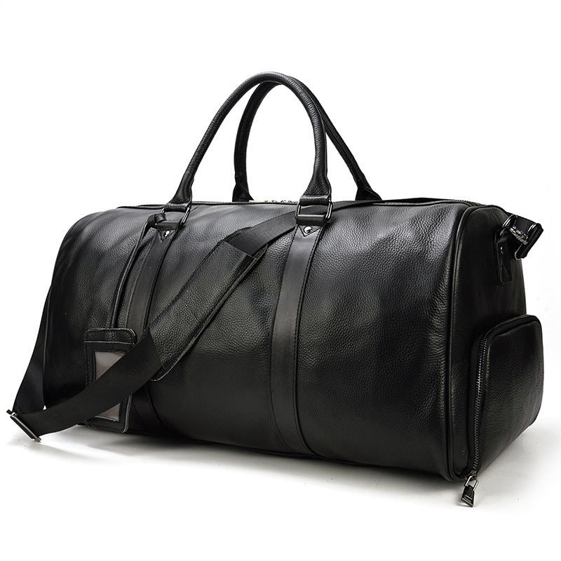 Handmade Full Grain Leather Carry-on Bag, Vintage Men's Travel Duffle & Gym Bag