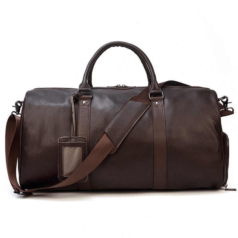 Handmade Full Grain Leather Carry-on Bag, Vintage Men's Travel Duffle & Gym Bag