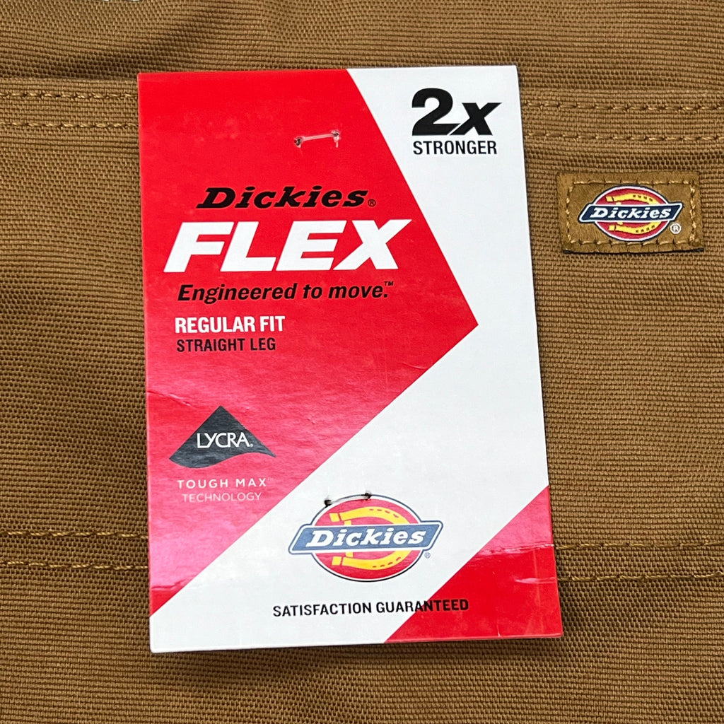 DICKIES Flex Regular Fit Double Knee Pant Men's Sz 36X34 Stonewashed Brown Duck