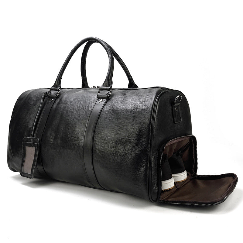 Handmade Full Grain Leather Carry-on Bag, Vintage Men's Travel Duffle & Gym Bag