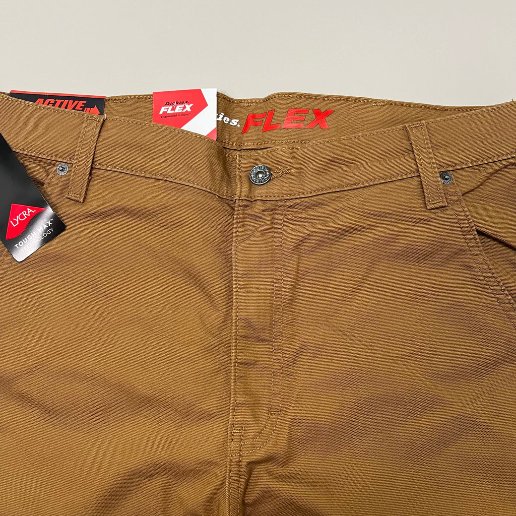 DICKIES Flex Regular Fit Double Knee Pant Men's Sz 36X34 Stonewashed Brown Duck