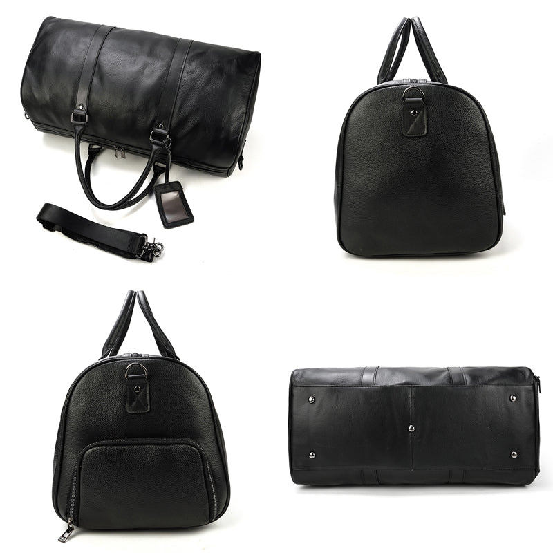 Handmade Full Grain Leather Carry-on Bag, Vintage Men's Travel Duffle & Gym Bag