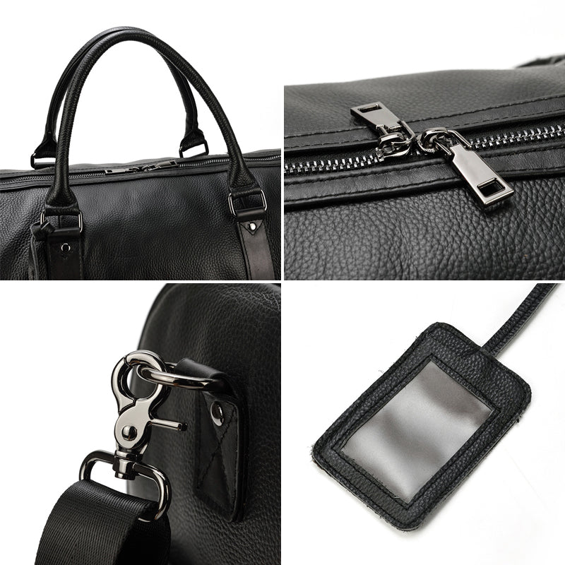 Handmade Full Grain Leather Carry-on Bag, Vintage Men's Travel Duffle & Gym Bag