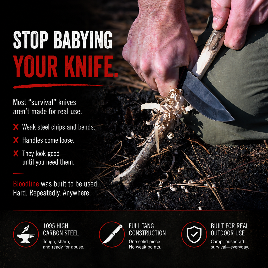 "The Bloodline" 1095 High Carbon Steel Bushcraft Survival Knife Gift Set