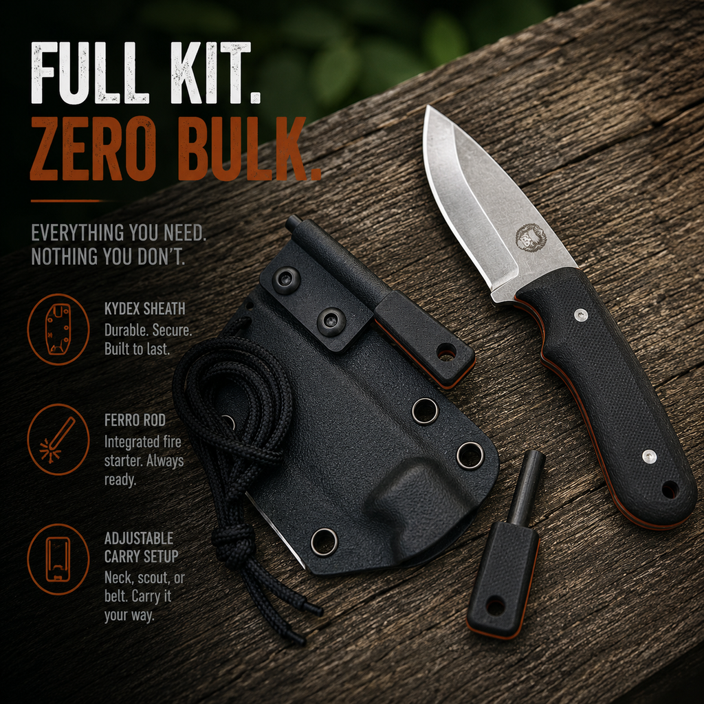 "THE REDLINE" FULL TANG SURVIVAL NECK KNIFE WITH G10 HANDLE