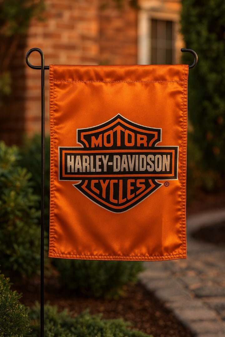 Harley Davidson 2 Sided Orange Garden Flag